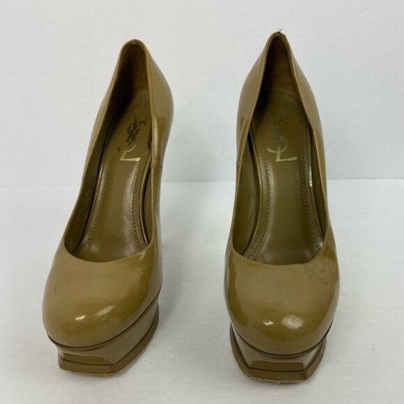 YSL Yves Saint Laurent Patent Leather Platform Pumps Size 8 YSL 5" Stiletto Heel - Picture 5 of 16